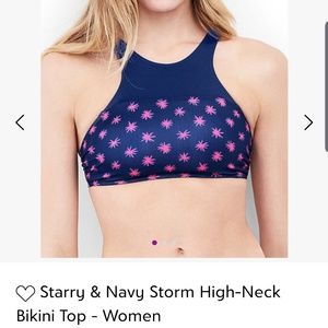  NWOT! Starry & Navy Storm High-Neck Bikini Top
